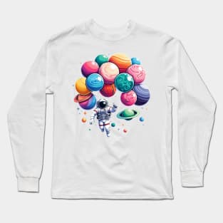 Cosmic Adventure Space Astronaut and Planets Long Sleeve T-Shirt